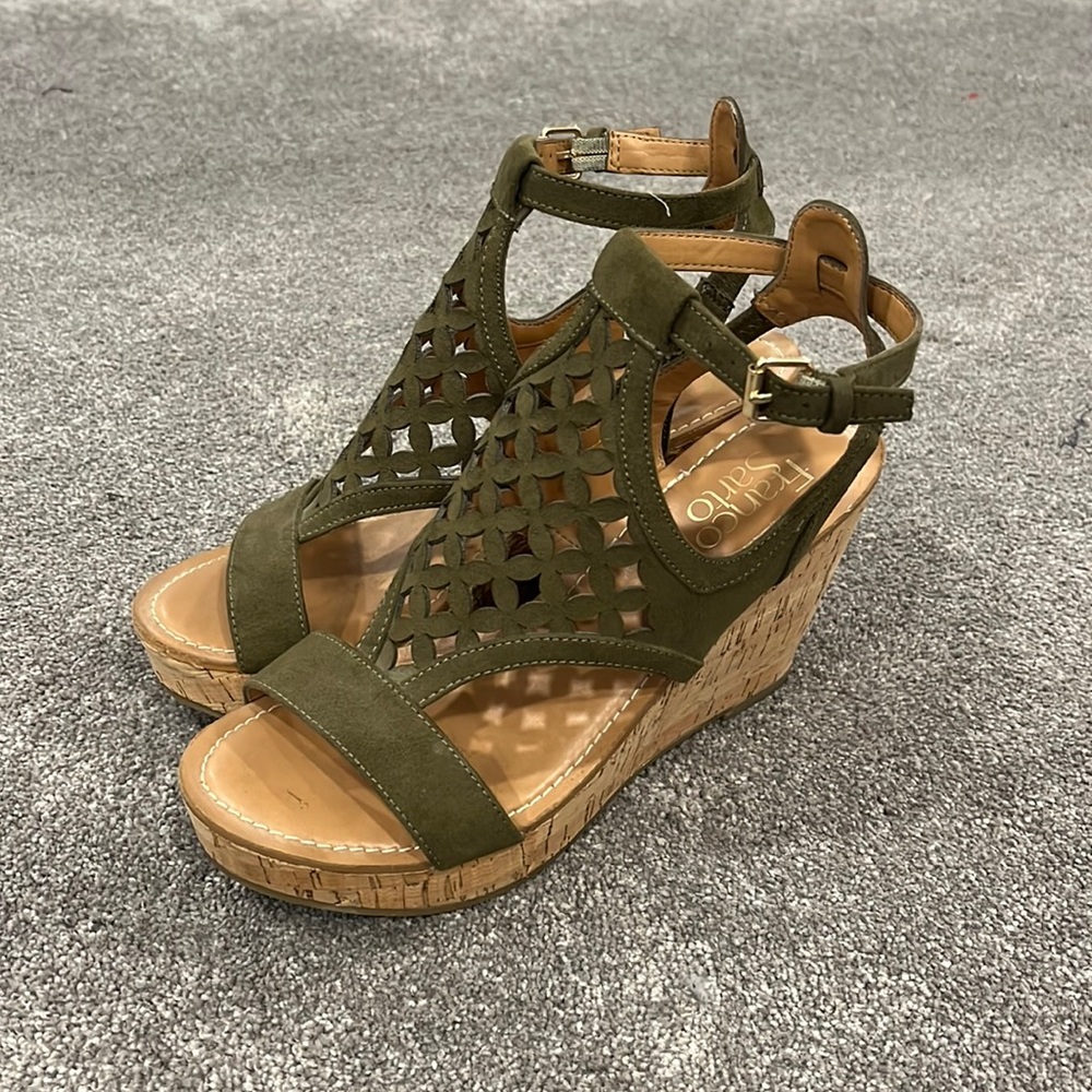 Franco Sarto Olive Green Wedges
